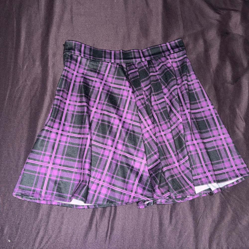 Black & Purple Plaid Skirt